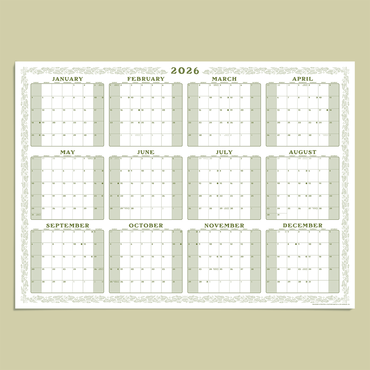 2026 Year Wall Calendar