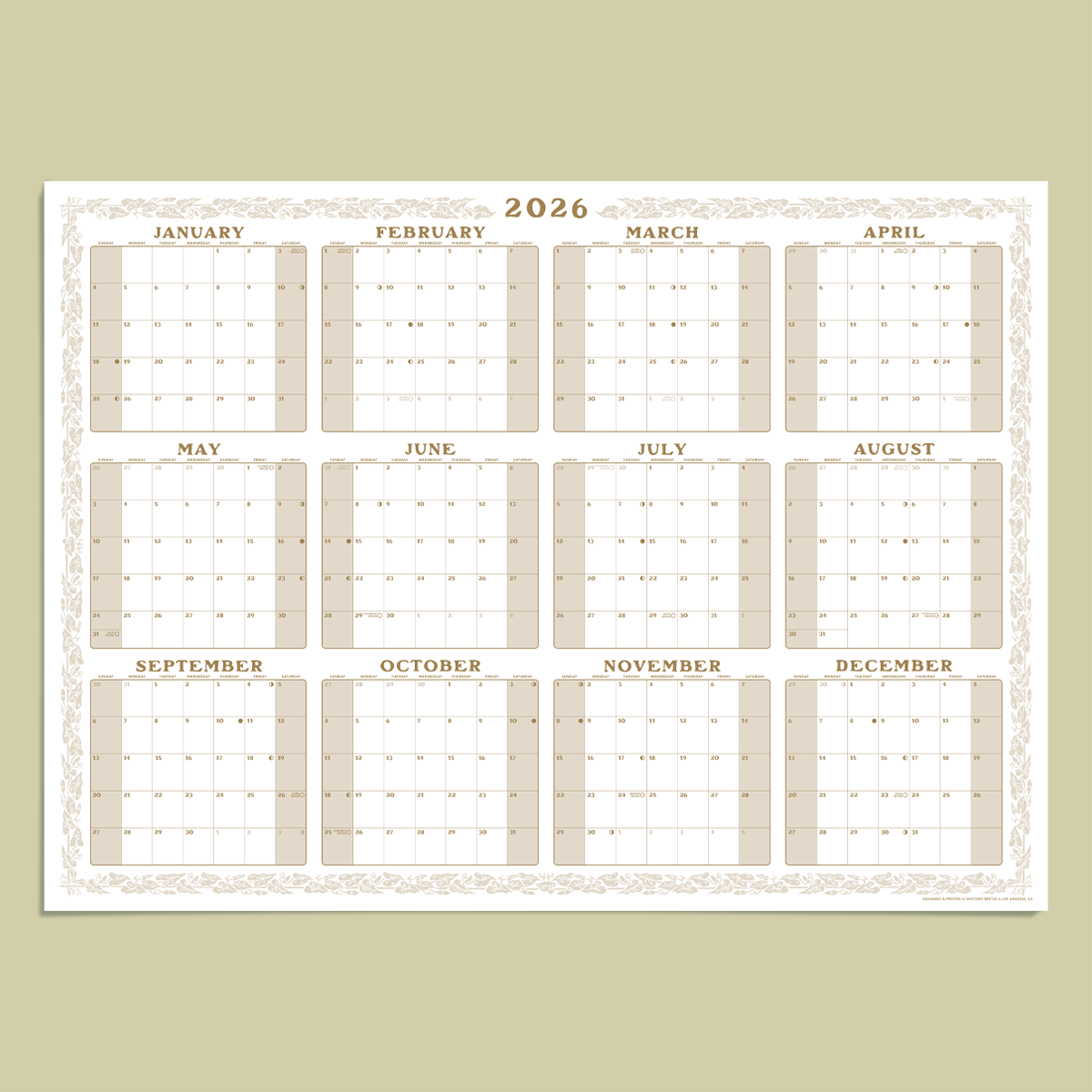 2026 Year Wall Calendar