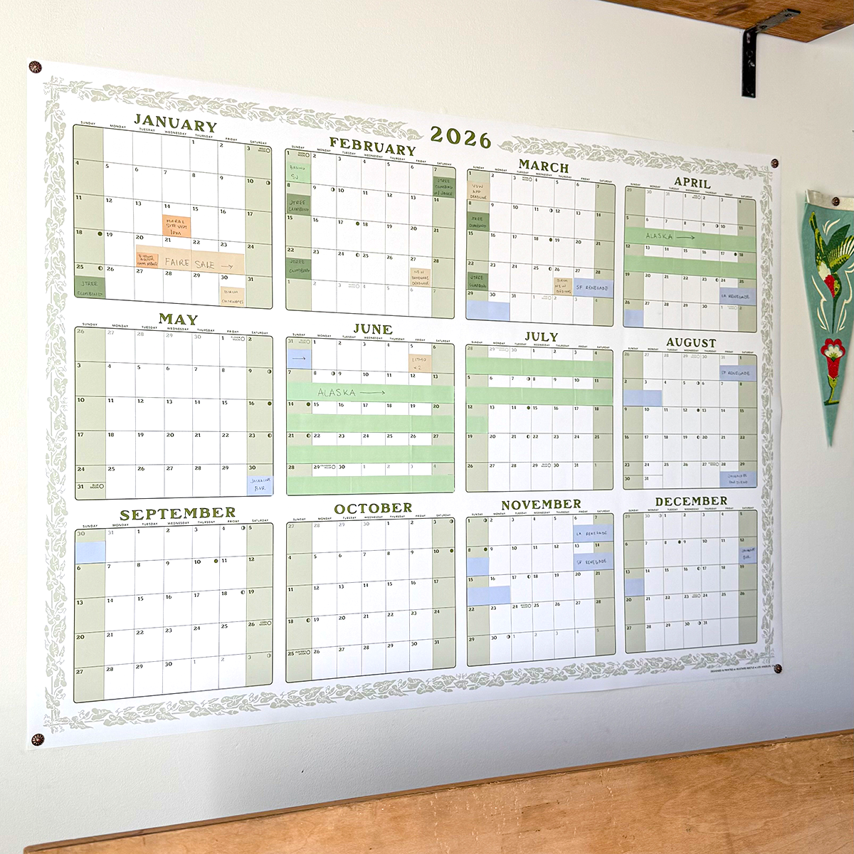 2026 Year Wall Calendar