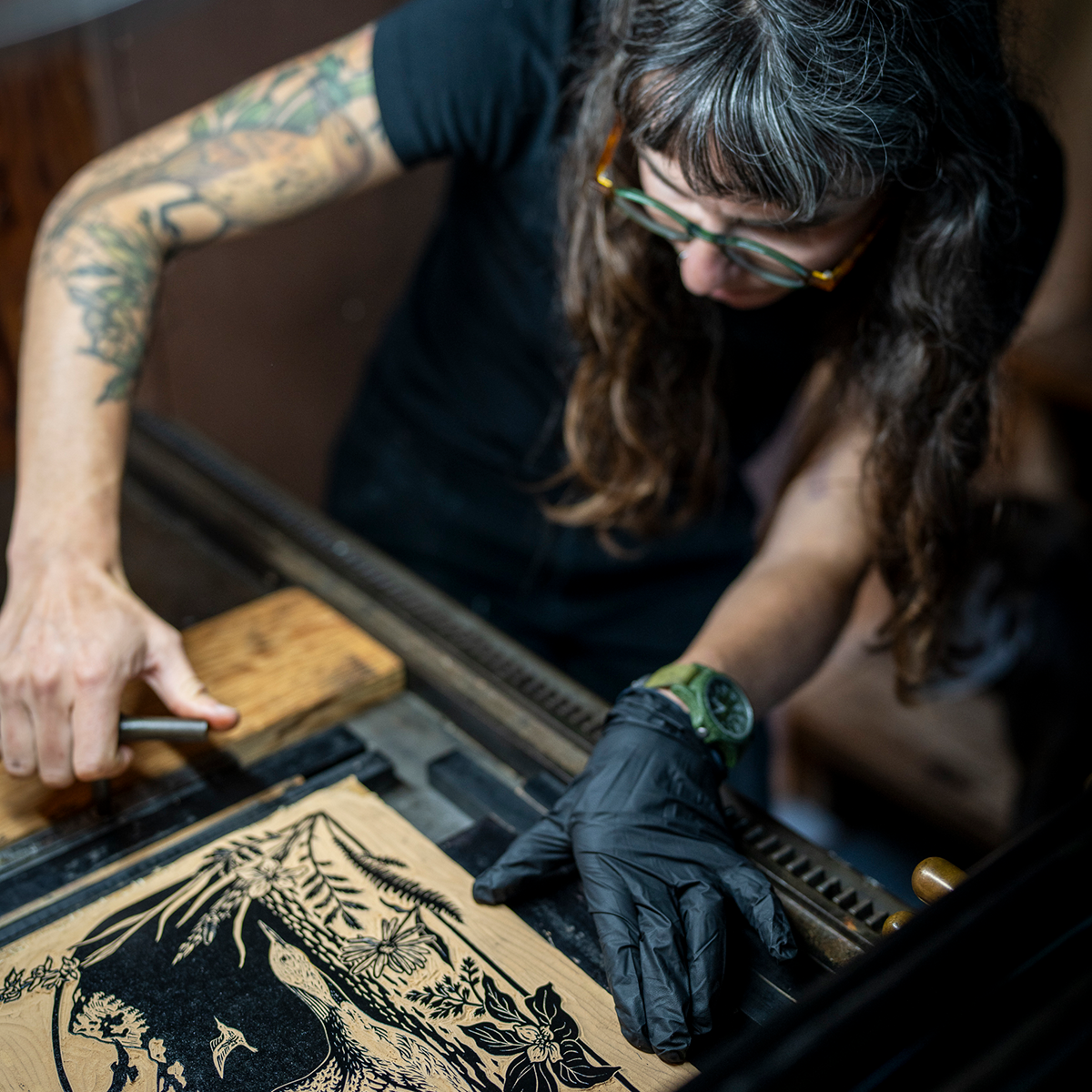 11x14" Fine Art Linocut Print: Midnight on the Water