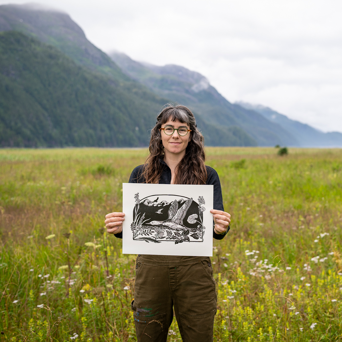11x14" Fine Art Linocut Print: Midnight on the Water