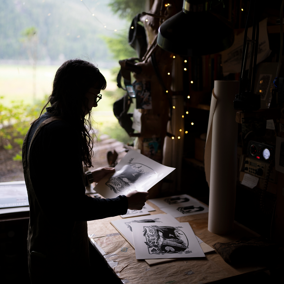 11x14" Fine Art Linocut Print: Midnight on the Water