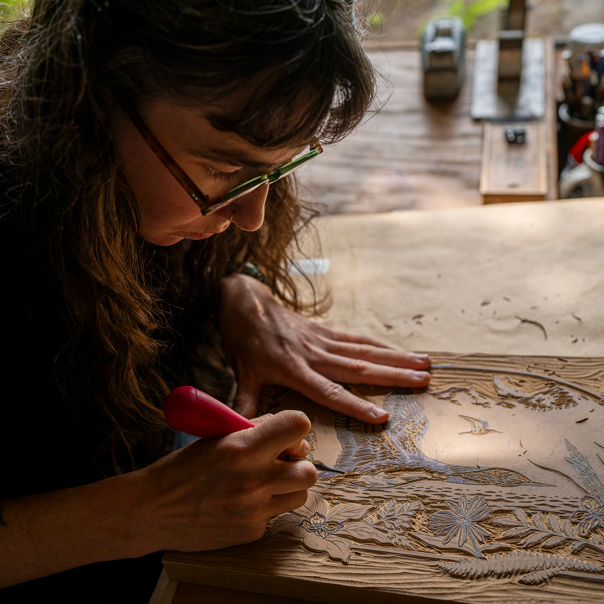 11x14" Fine Art Linocut Print: Midnight on the Water