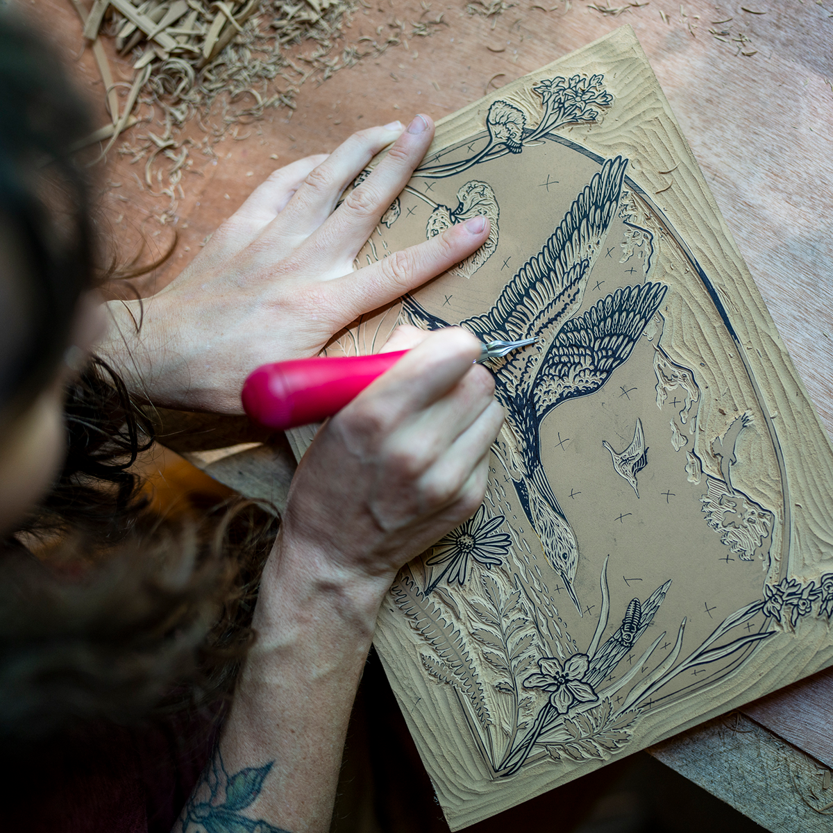 11x14" Fine Art Linocut Print: Midnight on the Water