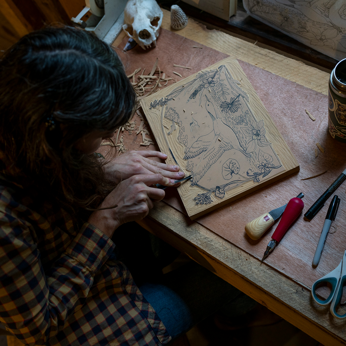 11x14" Fine Art Linocut Print: Midnight on the Water