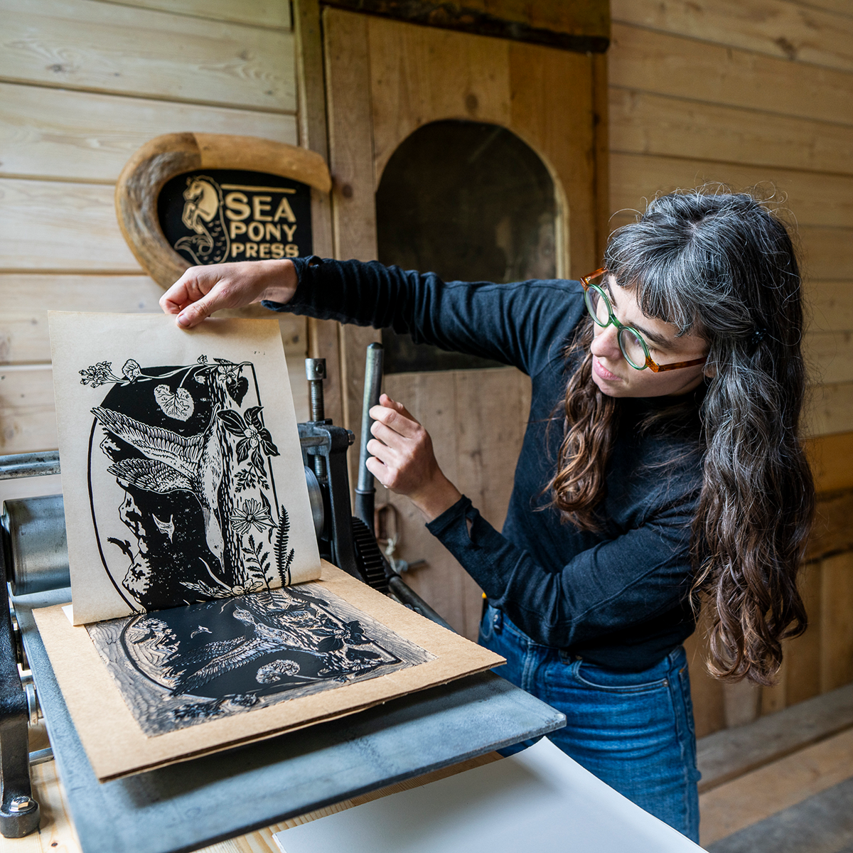 11x14" Fine Art Linocut Print: Midnight on the Water