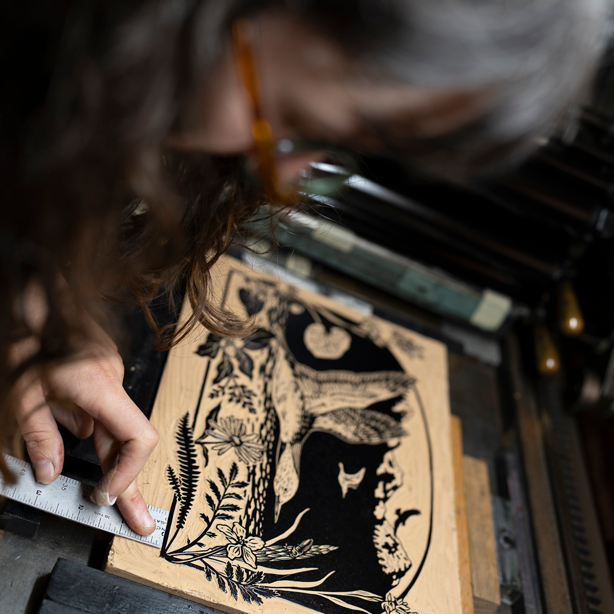 11x14" Fine Art Linocut Print: Midnight on the Water