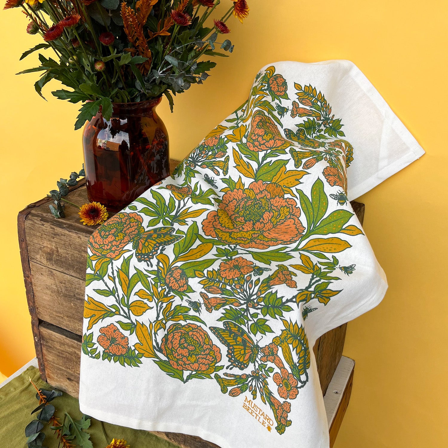 Tea Towel: Peonies