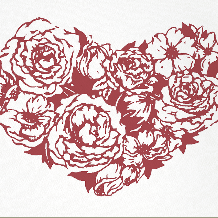 5x7" Screenprint: Floral Heart