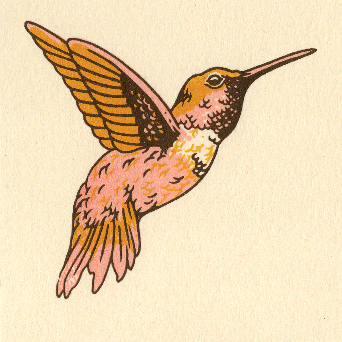 3x4" Mini Screenprint: Hummingbird