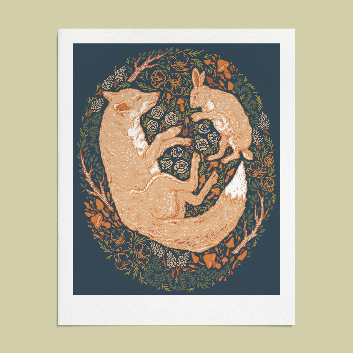 8x10" or 16x20" Giclee Print: Fox & Hare