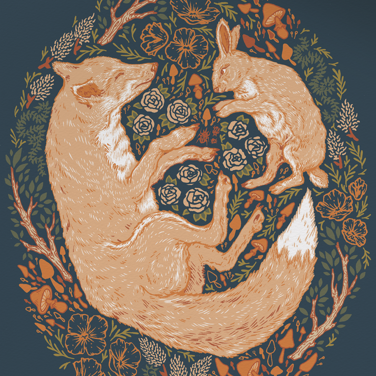 8x10" or 16x20" Giclee Print: Fox & Hare