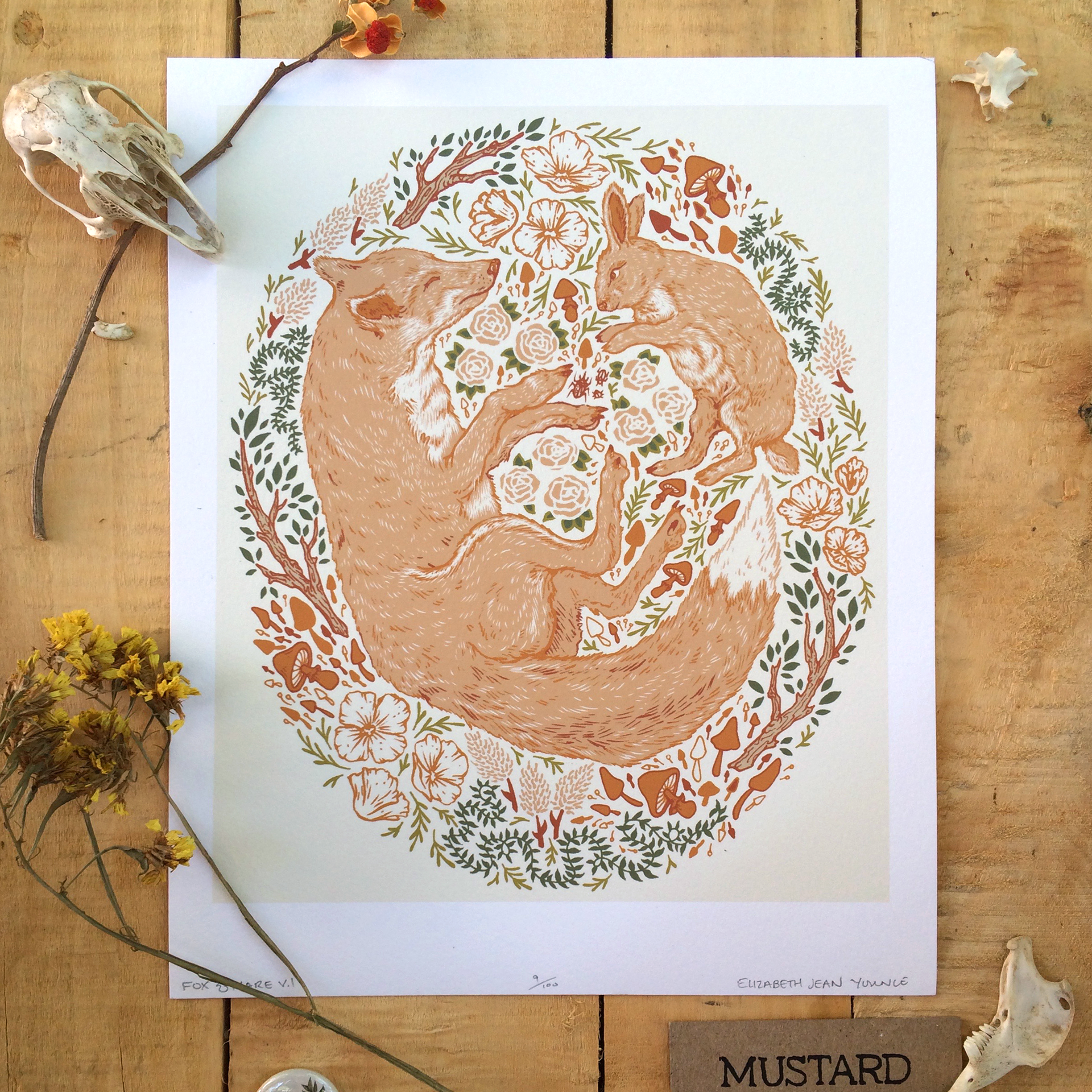 8x10" or 16x20" Giclee Print: Fox & Hare