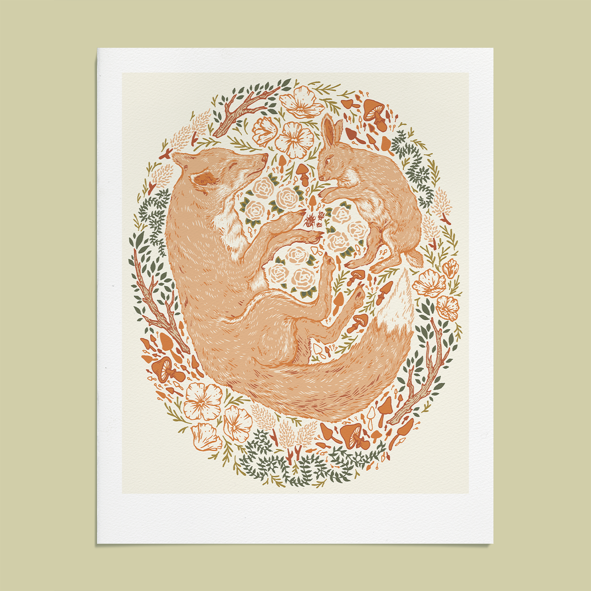 8x10" or 16x20" Giclee Print: Fox & Hare