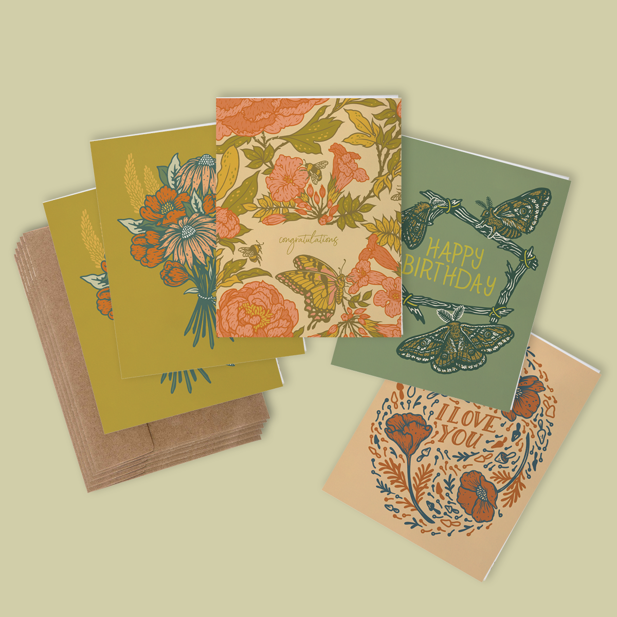 SECONDS* SET OF 5 Greeting Cards: Non-Holiday