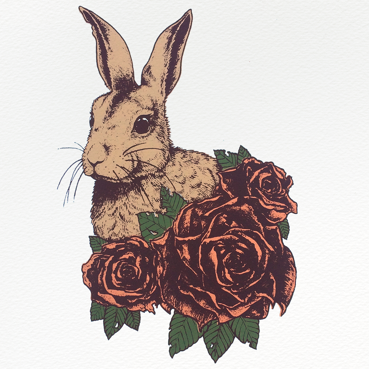 11x14" Screenprint: Crouching Rabbit