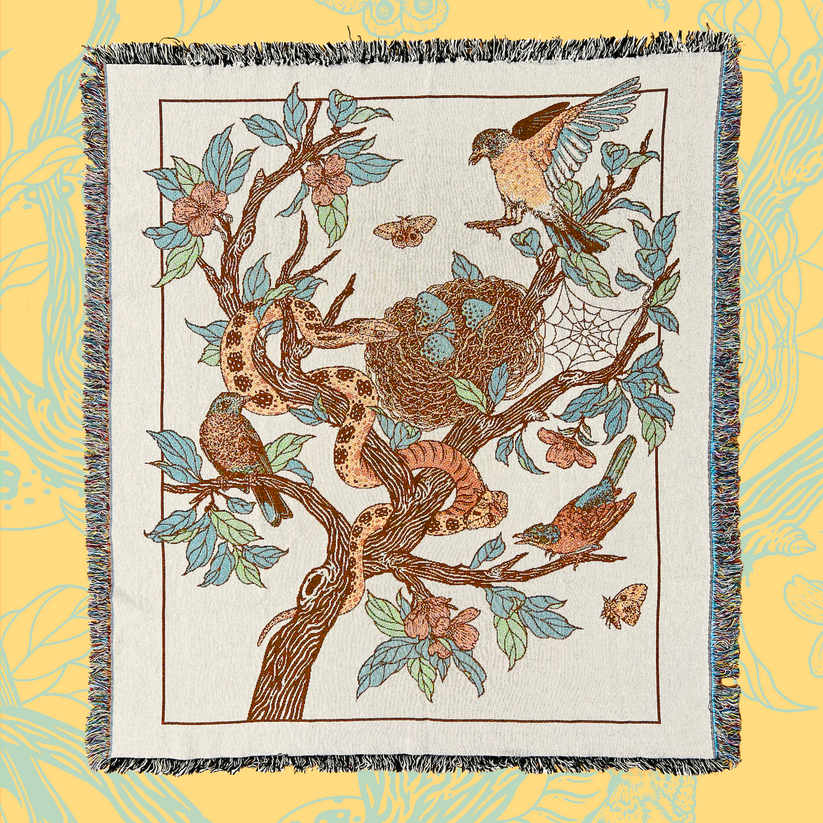 Woven Blanket Tapestry: Robin