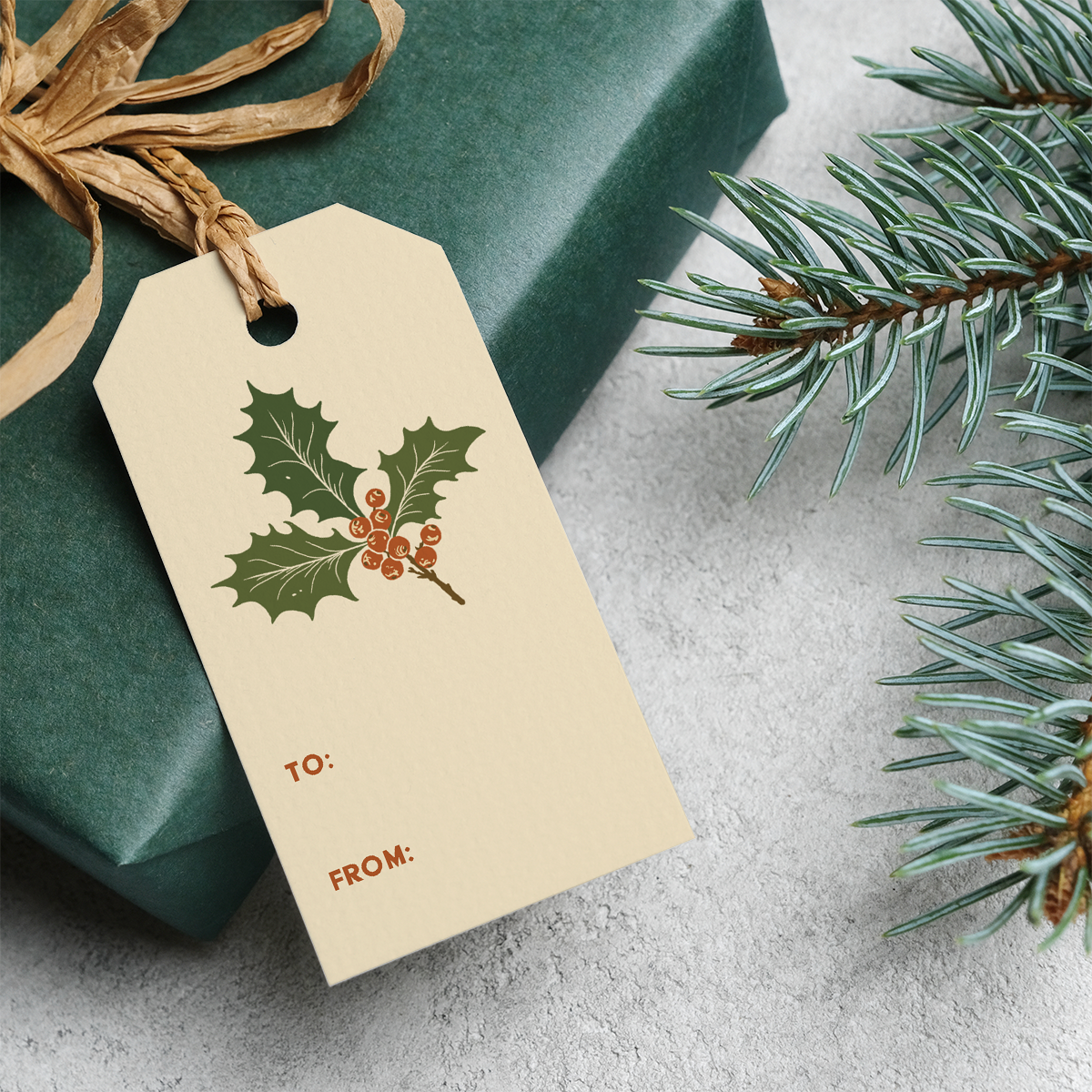 Gift Tag Set of 8: Holiday (Cream)