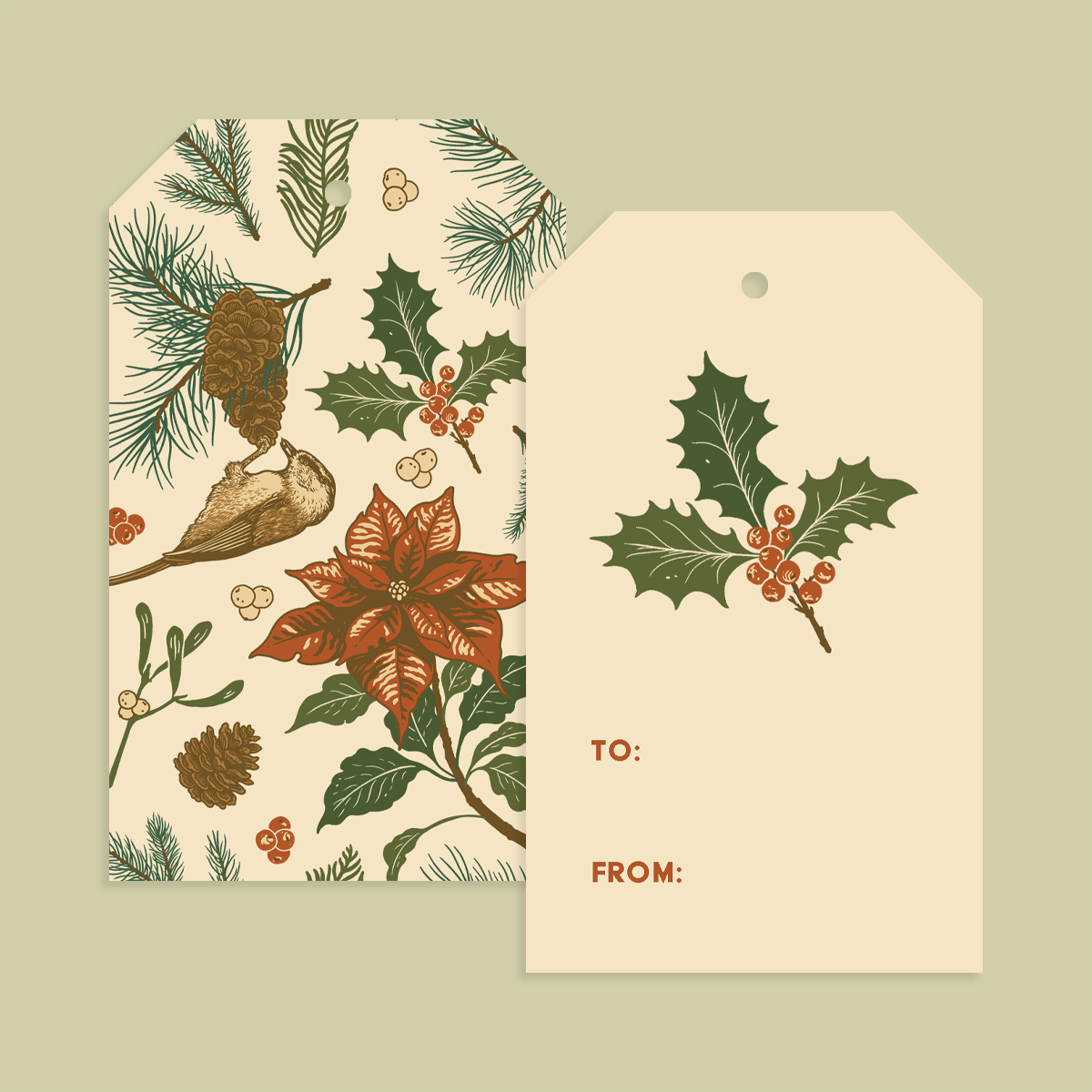 Gift Tag Set of 8: Holiday (Cream)