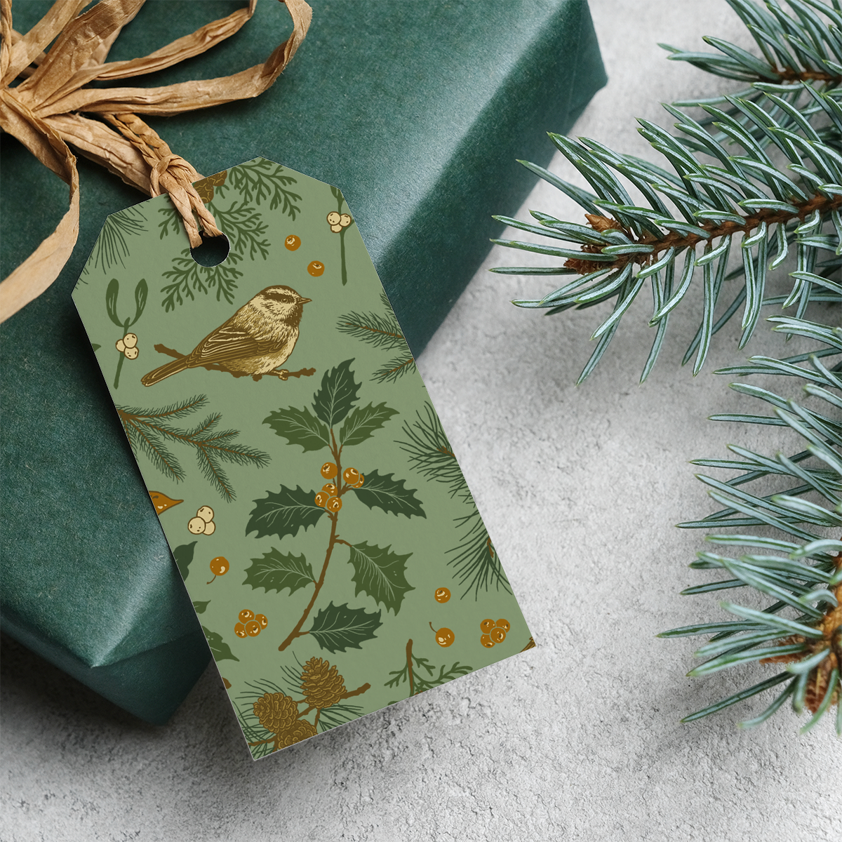 Gift Tag Set of 8: Holiday (Green)