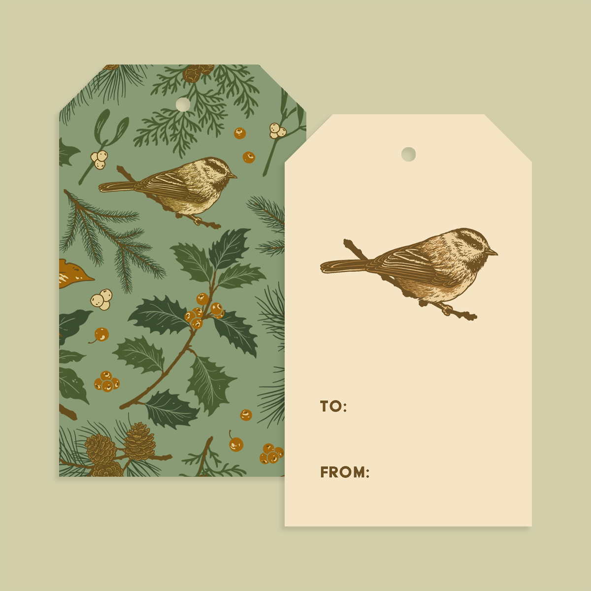Gift Tag Set of 8: Holiday (Green)