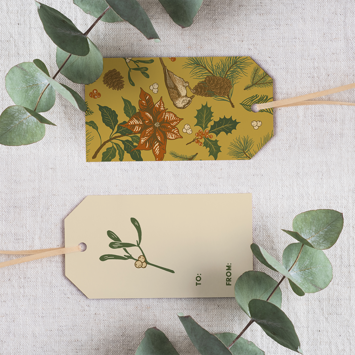 Gift Tag Set of 8: Holiday (Mustard)