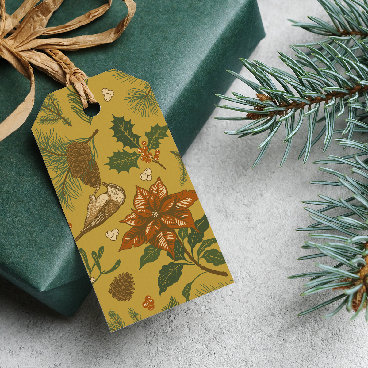 Gift Tag Set of 8: Holiday (Mustard)