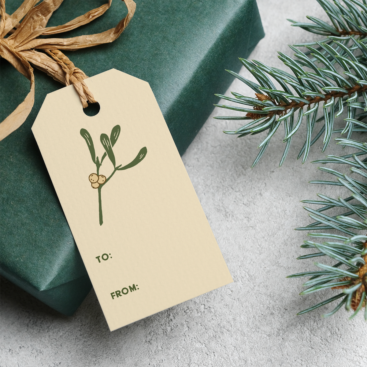 Gift Tag Set of 8: Holiday (Mustard)