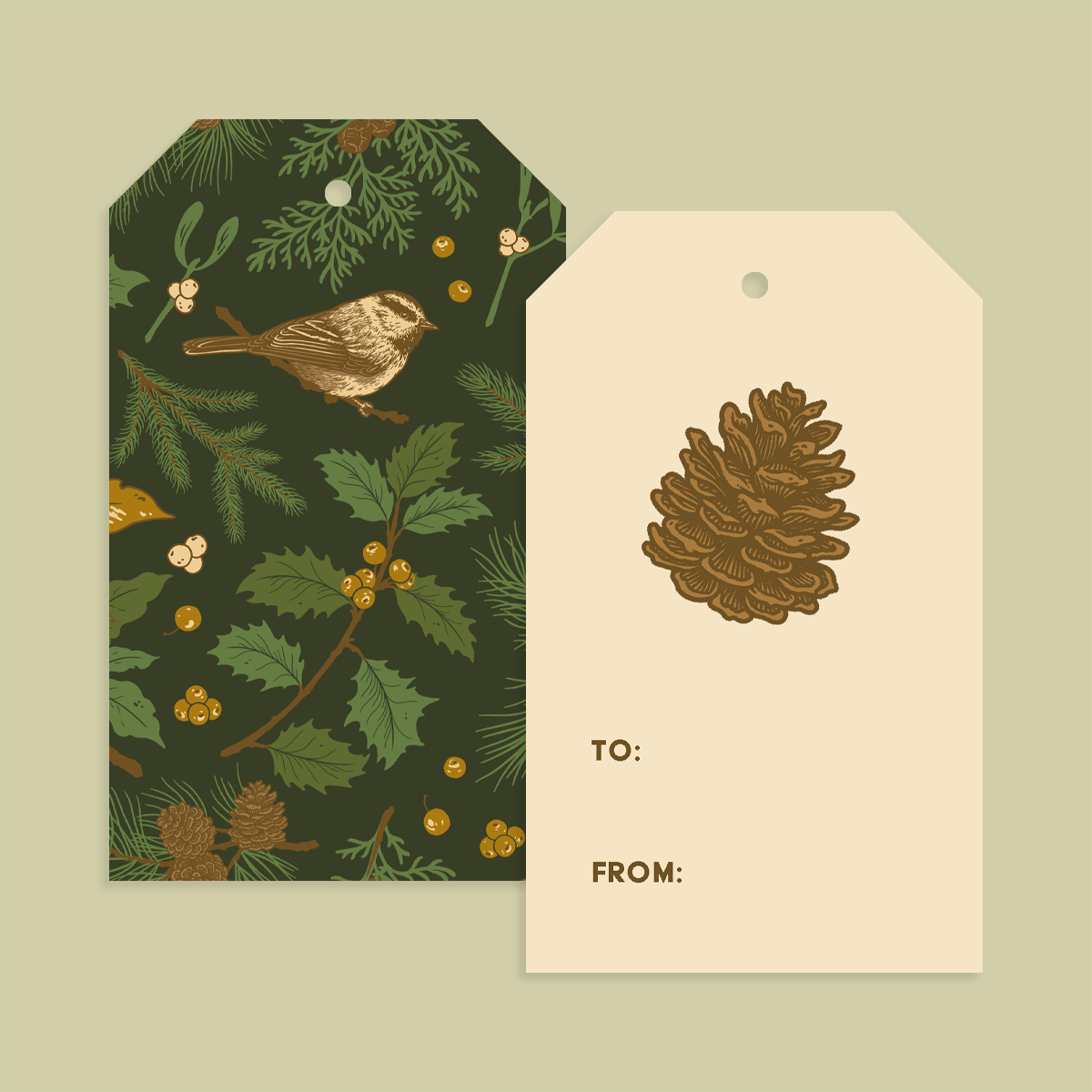 Gift Tag Set of 8: Holiday (Black)