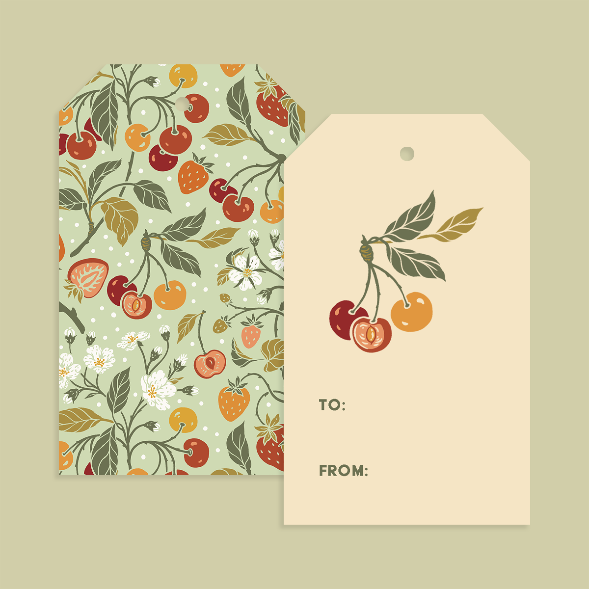 Gift Tag Set of 8: Cherry