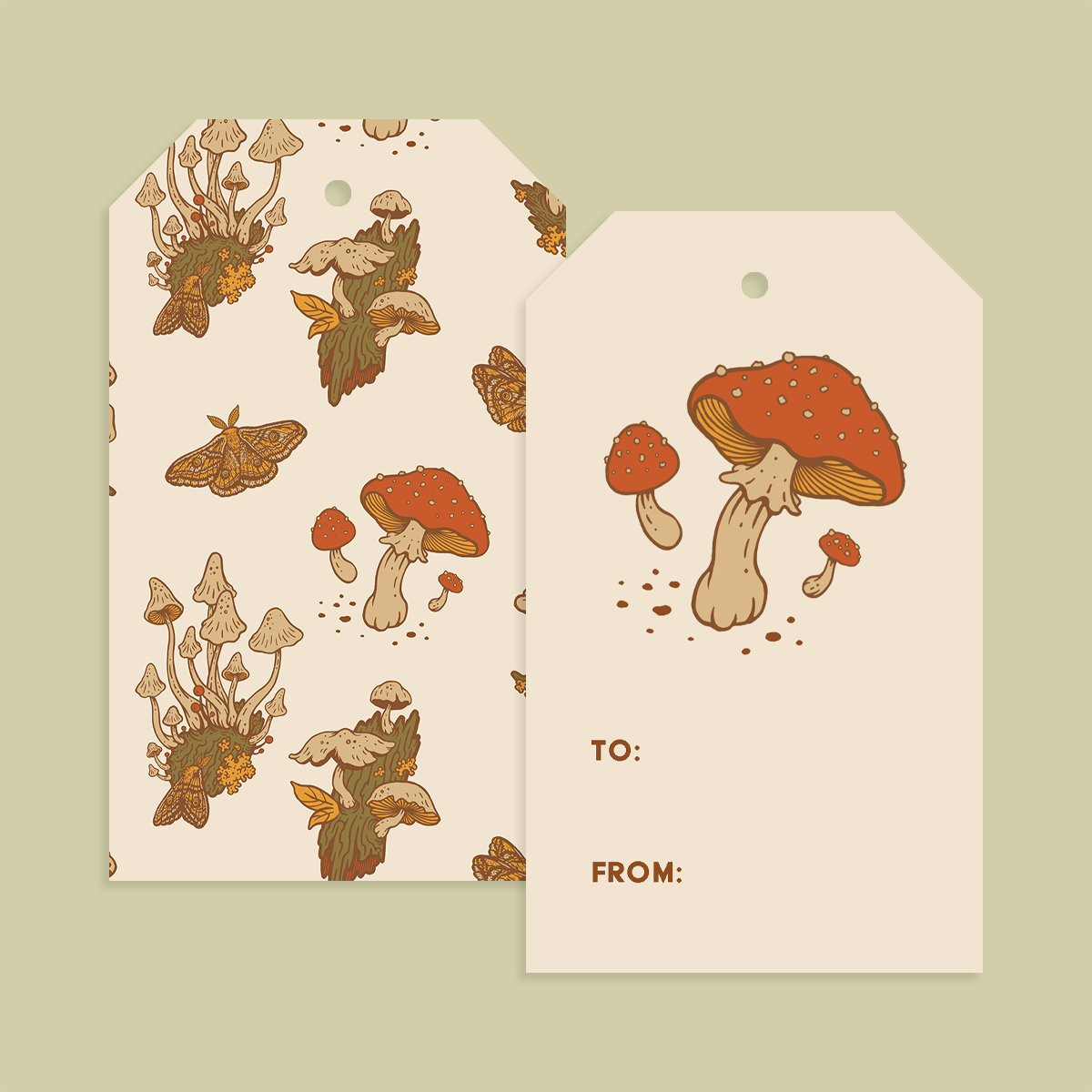 Gift Tag Set of 8: Mushrooms