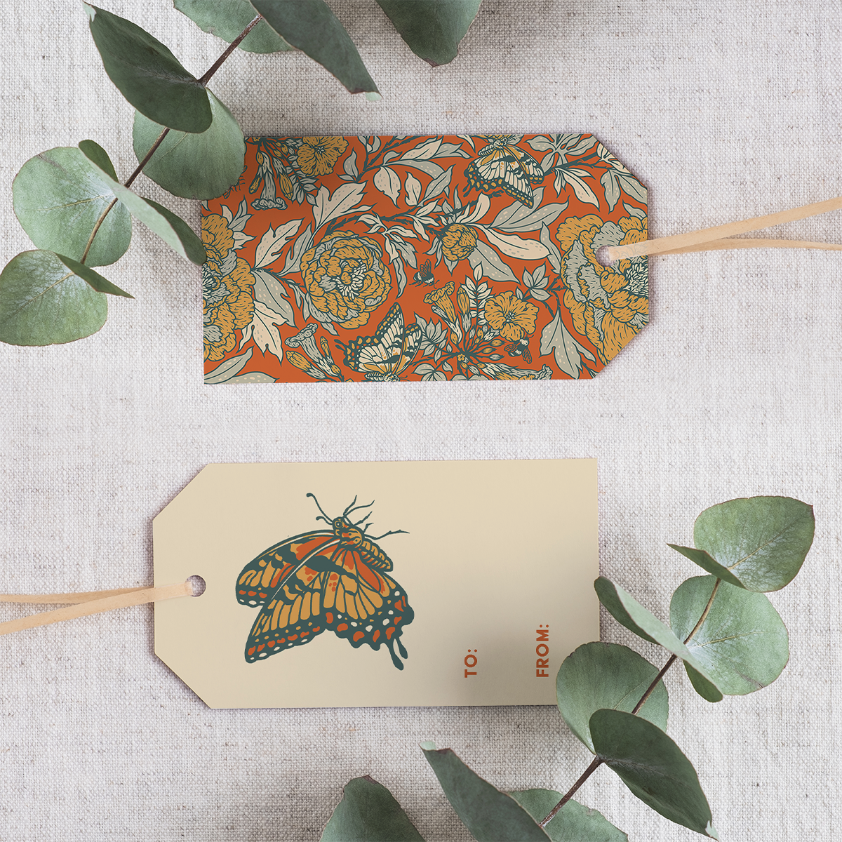 Gift Tag Set of 8: Peonies