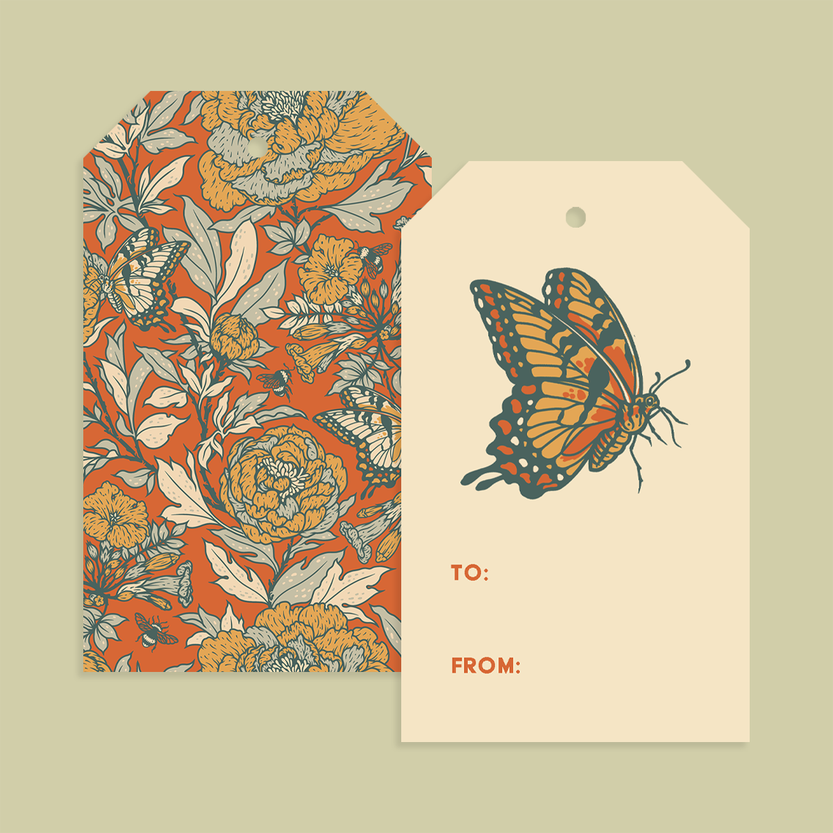 Gift Tag Set of 8: Peonies