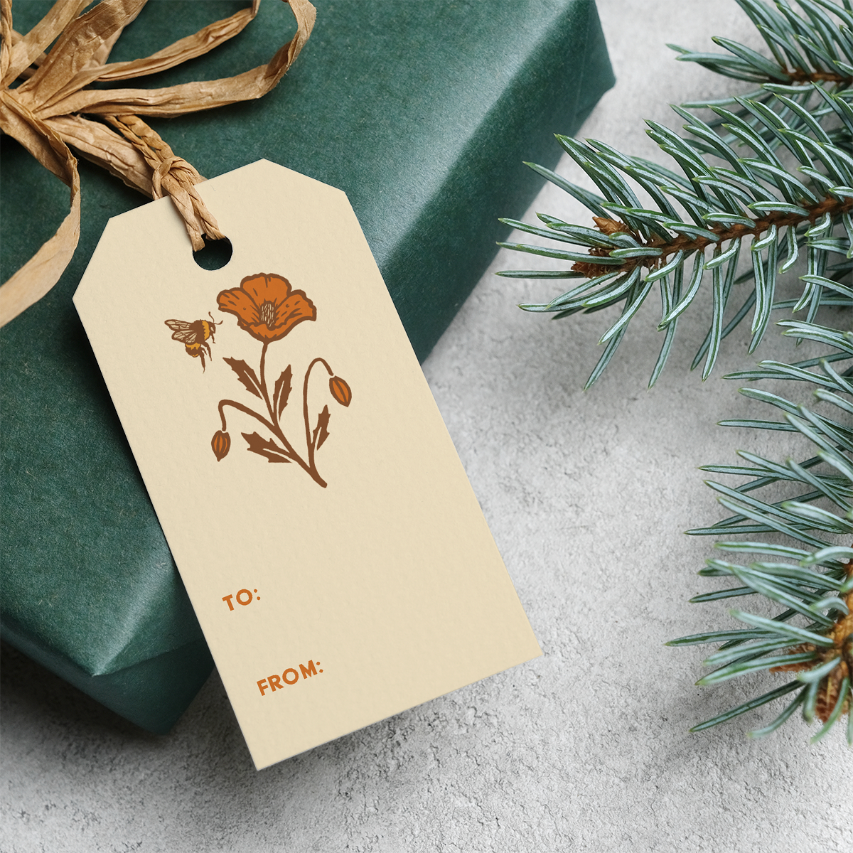 Gift Tag Set of 8: Poppies
