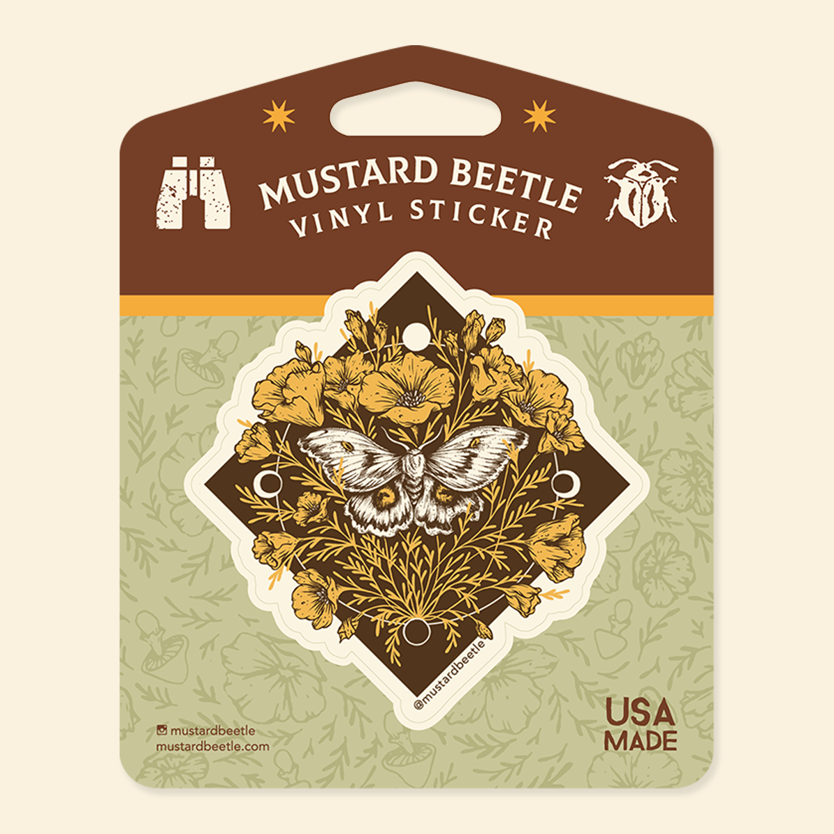 Sticker: Moth & Poppies