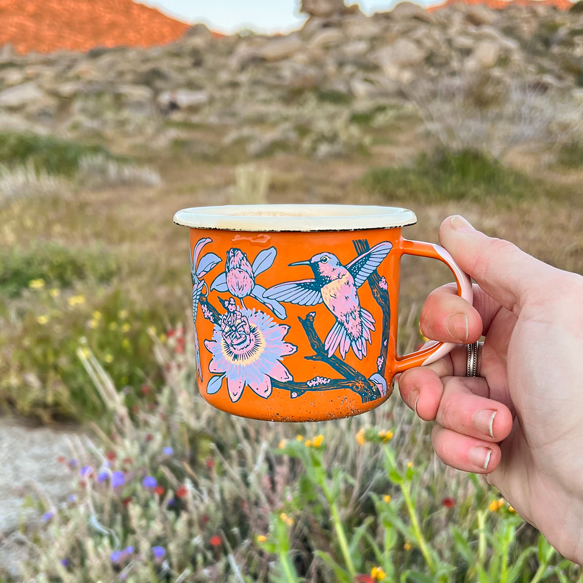 Enamelware Mug: Hummingbird