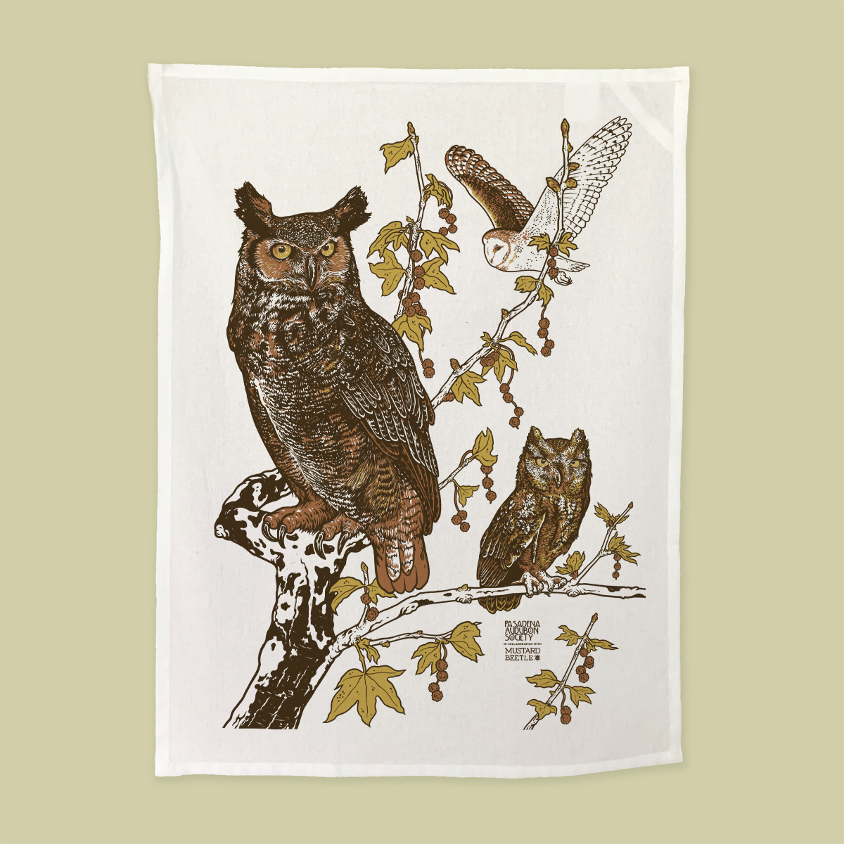Tea Towel: Owls for Pasadena Audubon