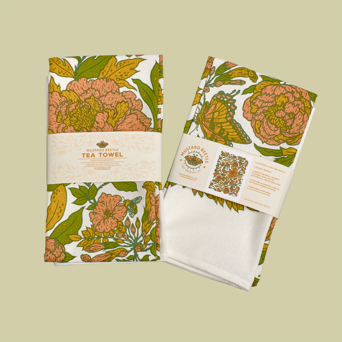 Tea Towel: Peonies