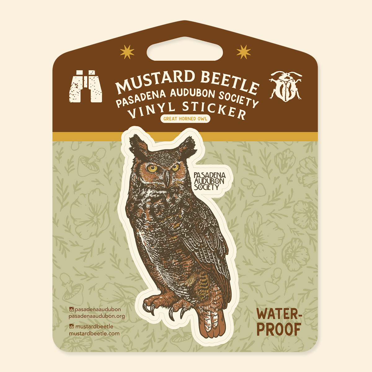 Sticker: Great Horned Owl for Pasadena Audubon