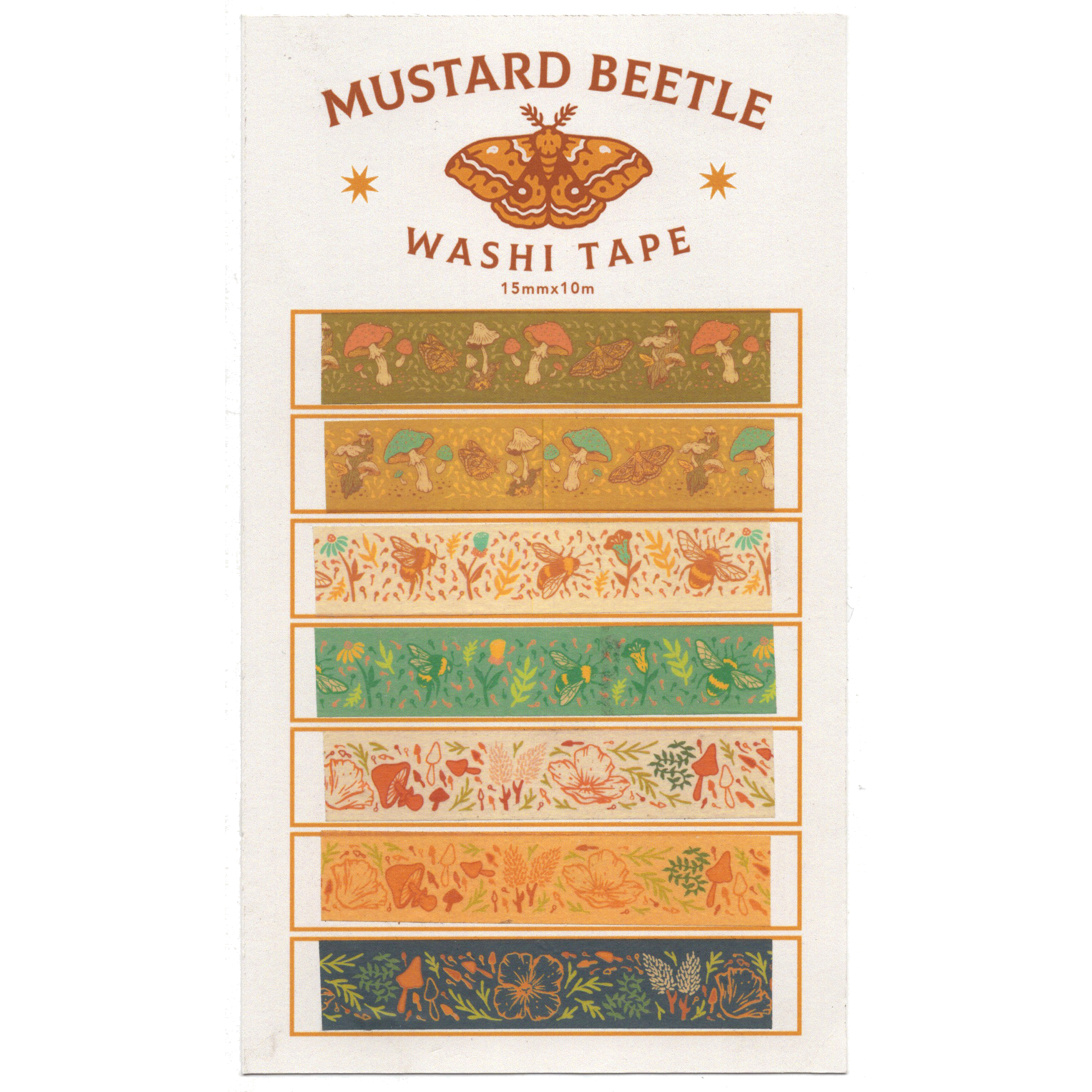 Washi Tape Roll 1/2": Moths & Mushrooms