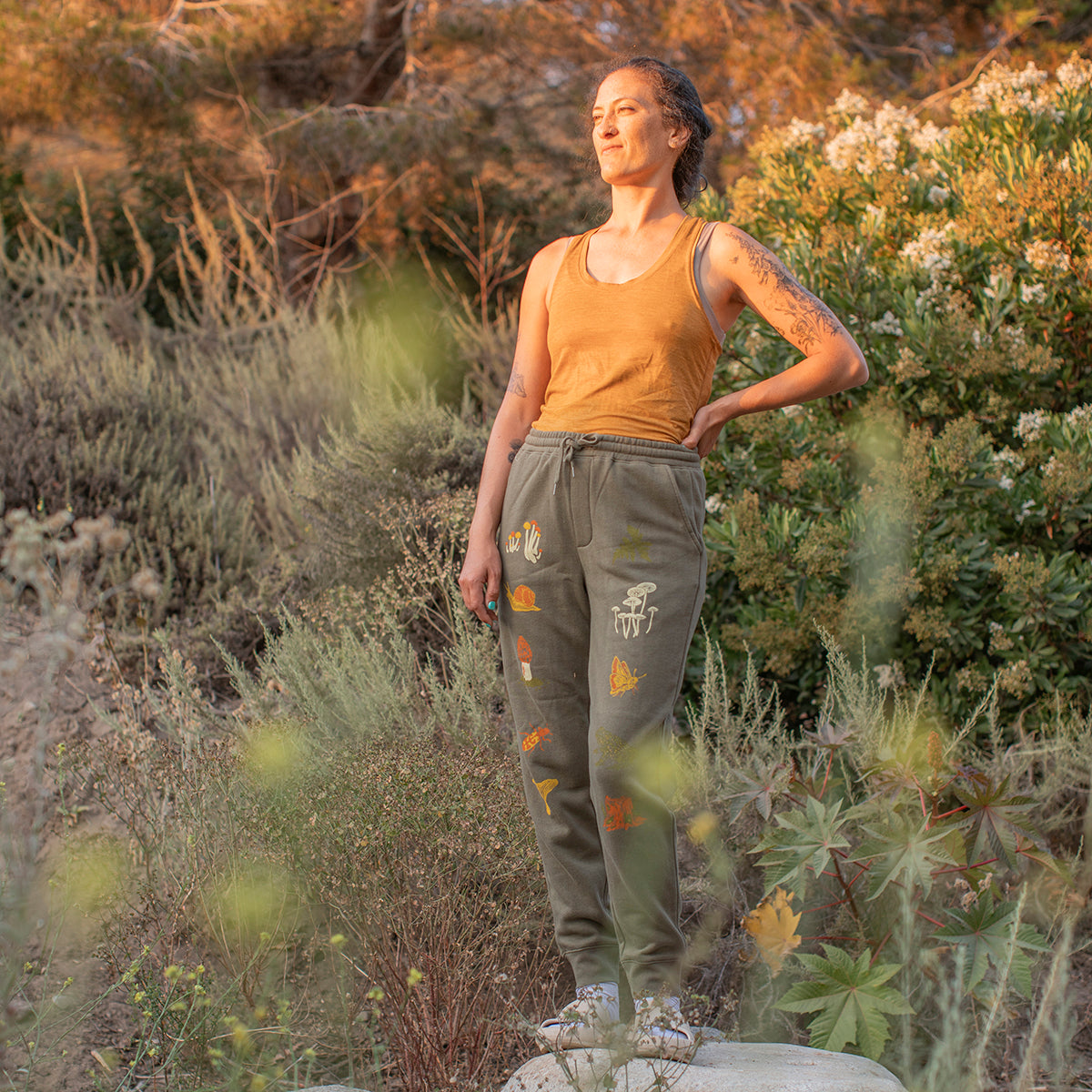 Screenprinted Mushroom Jogger Sweatpants