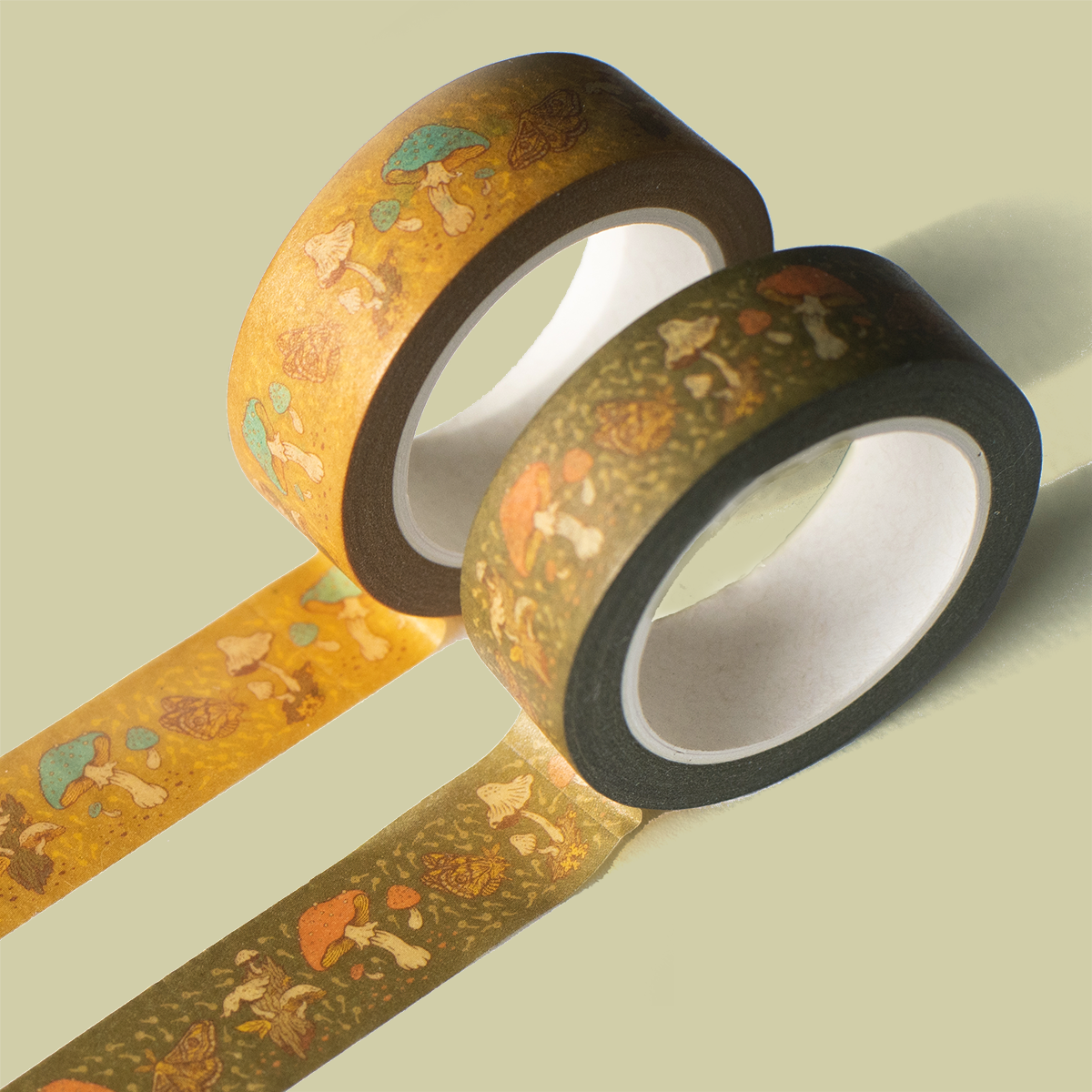 Washi Tape Roll 1/2": Moths & Mushrooms