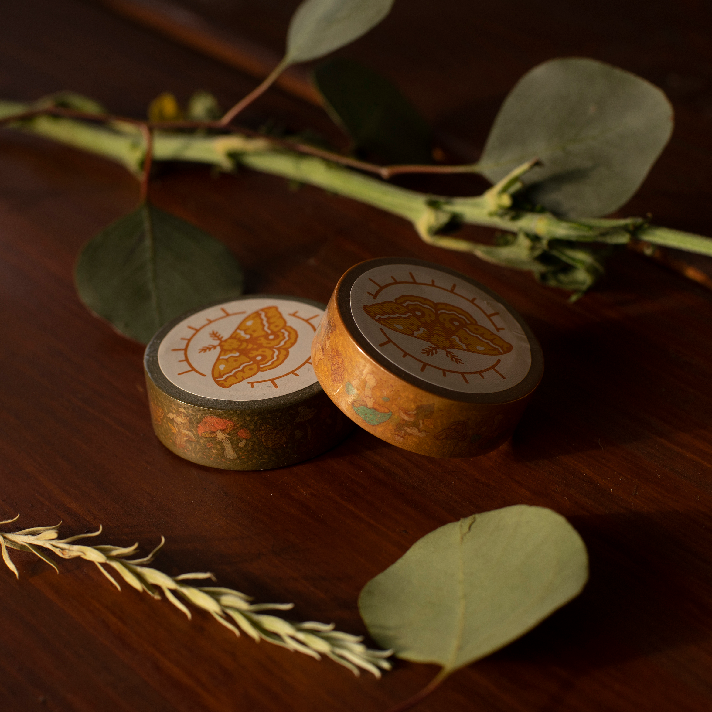 1/2" Washi Tape Roll: Moths & Mushrooms