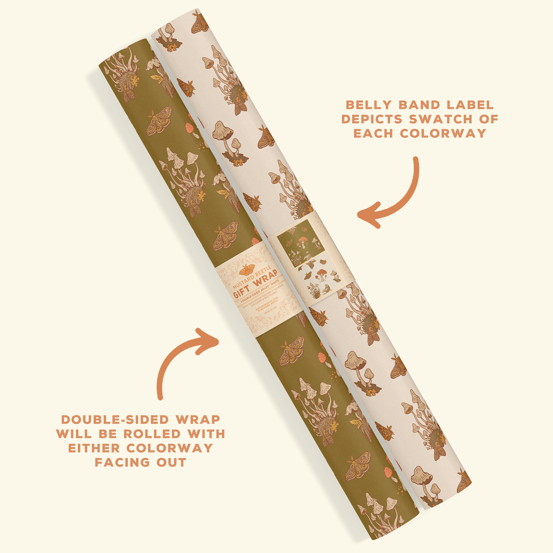 Gift Wrap: Mushroom (Green & Cream)