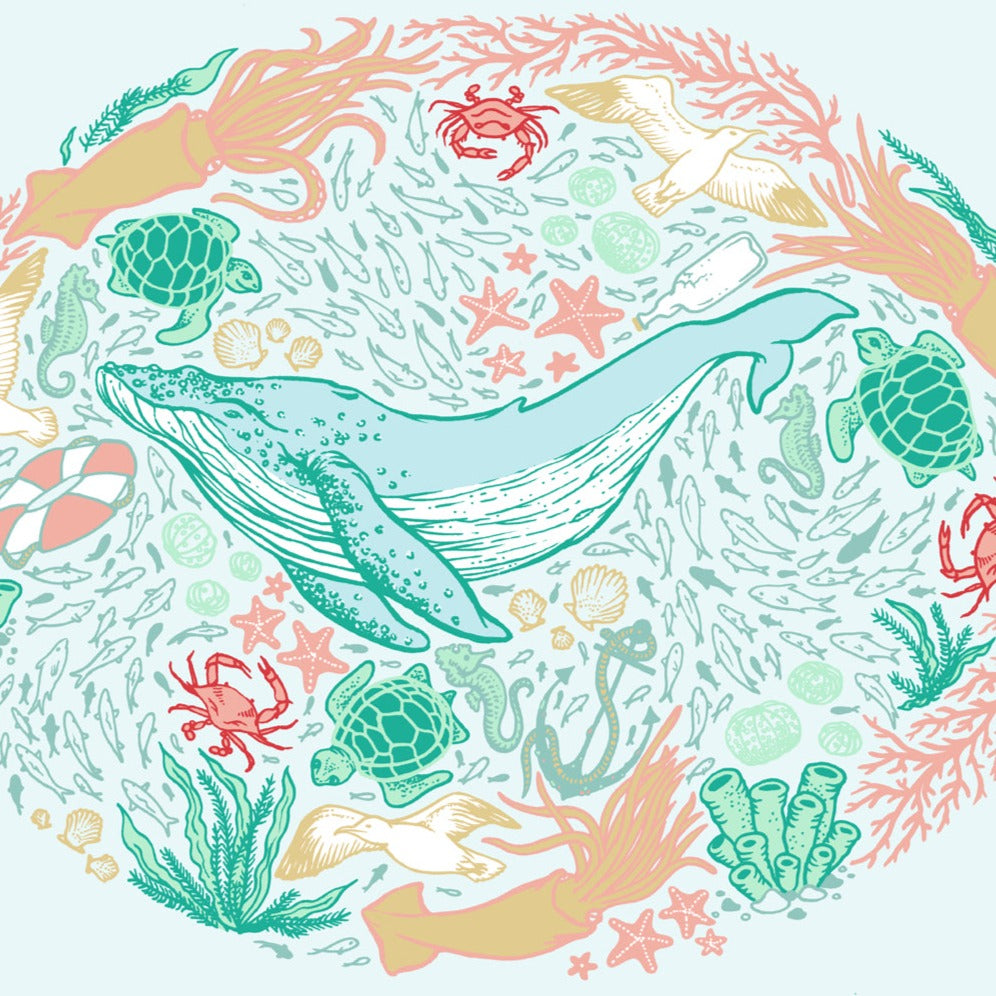 8x10" Giclee Print: Marine Life