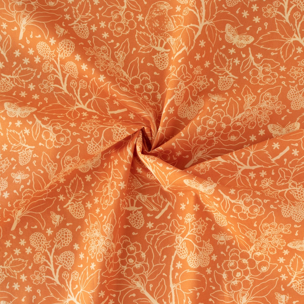 Organic Fabric Yardage Berries: Rose