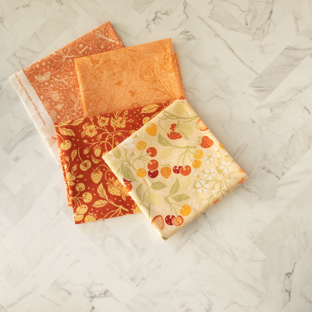 Organic Fabric Yardage Berries: Rose