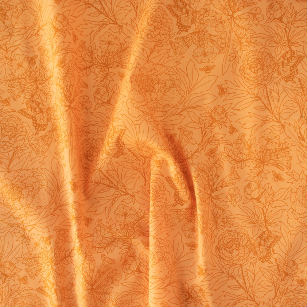 Organic Fabric Yardage Peonies: Peach