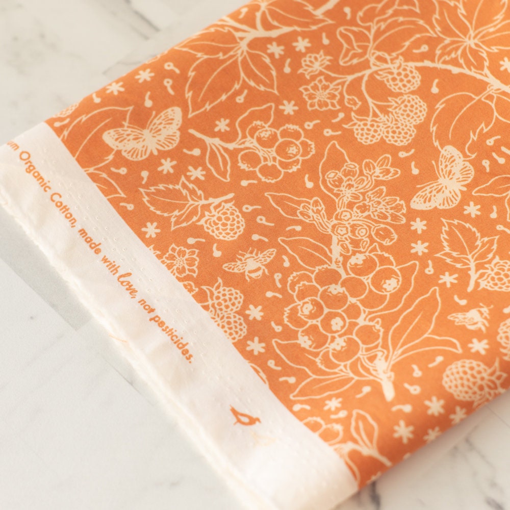 Organic Fabric Yardage Berries: Rose