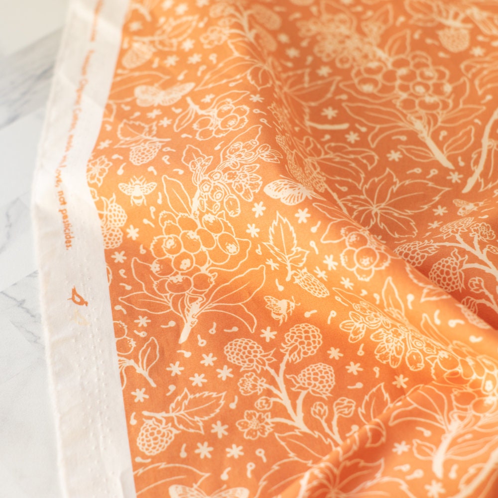 Organic Fabric Yardage Berries: Rose